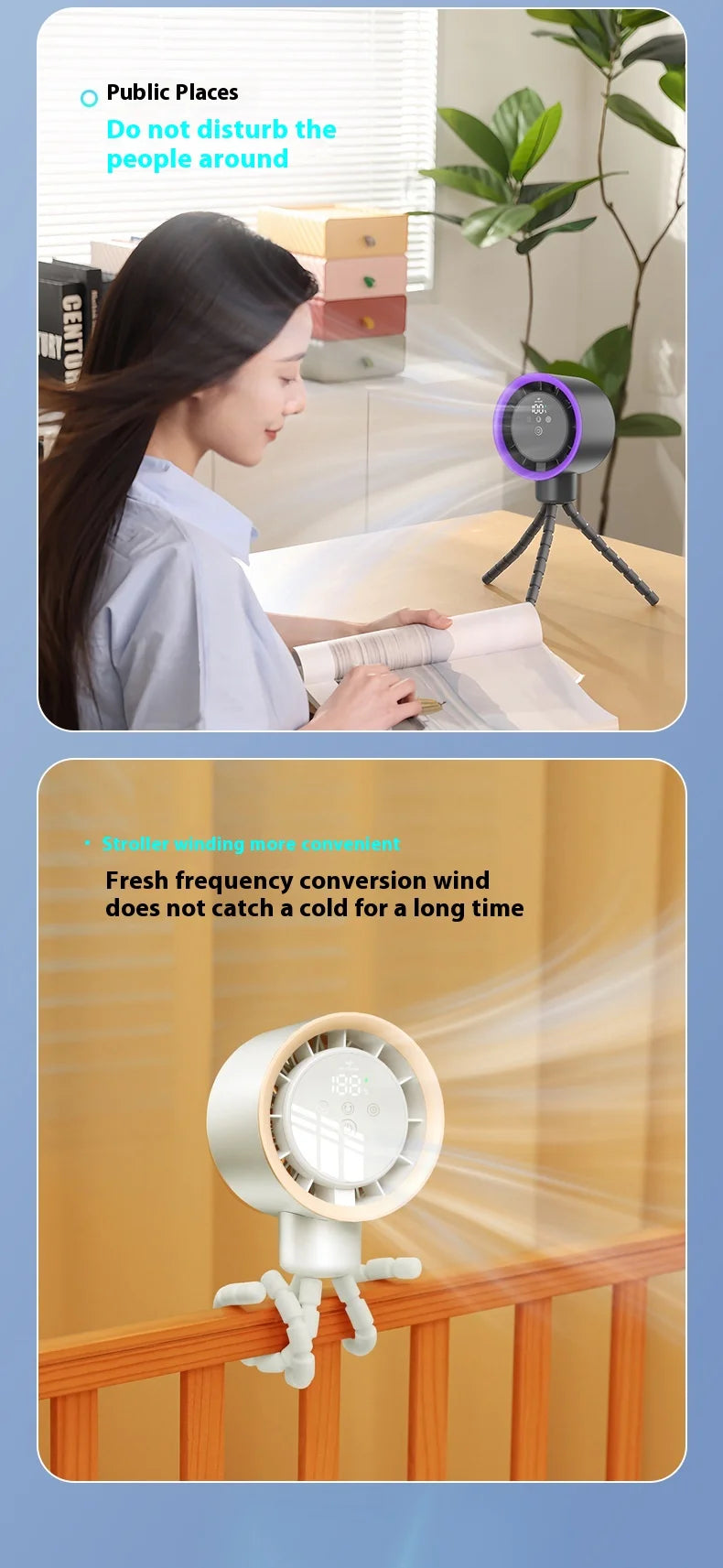 2025new fan ICE super cooling conductor desktop bedside variable frequency shaking head digital display octopus shaking head fan