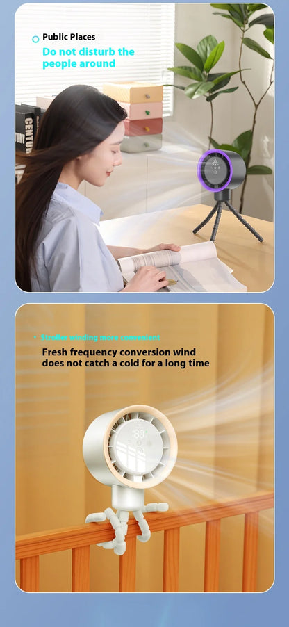 2025new fan ICE super cooling conductor desktop bedside variable frequency shaking head digital display octopus shaking head fan