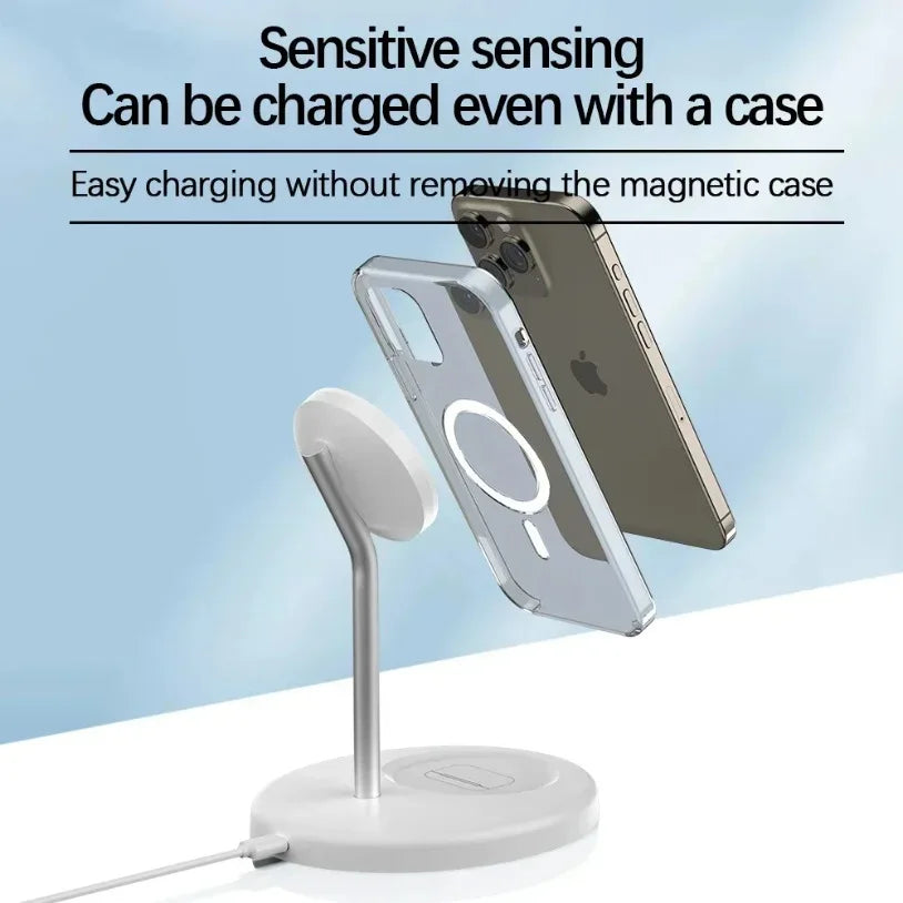 Upgraded 30W Magnetic 2 in 1 Wireless Charger Stand For iPhone 16-12 Pro Max AirPod Pro Fast Phone Charging Station Holder