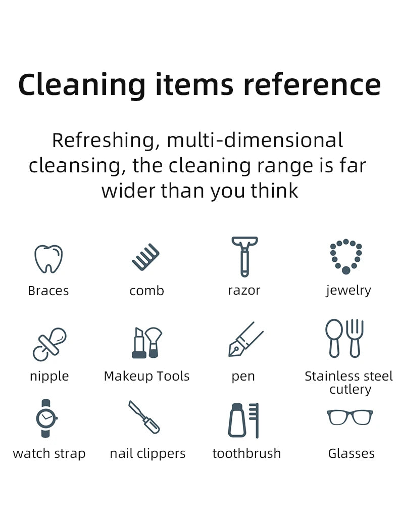 250mAh Ultrasonic Glasses Cleaning Machine Ultrasound Timed jewelry toothbrush High Frequency Ultrasonic Cleaner Bath 2026