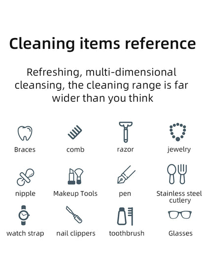 250mAh Ultrasonic Glasses Cleaning Machine Ultrasound Timed jewelry toothbrush High Frequency Ultrasonic Cleaner Bath 2026