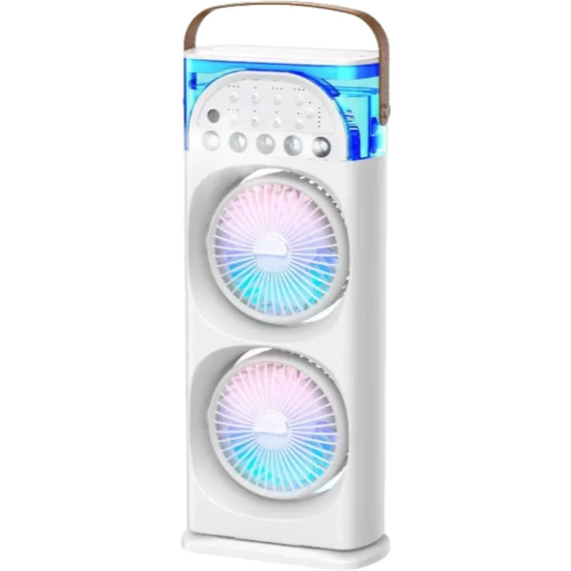2025 5-Port Mist Fan - Desk Fan with Oscillation, Cooling, Aromatherapy, Colorful LED Lights, and Timer