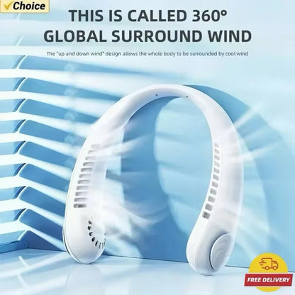 5 adjustable speeds, twistable hands-free, bladeless sports neck strap portable neck fan, 4000 mah battery rechargeable