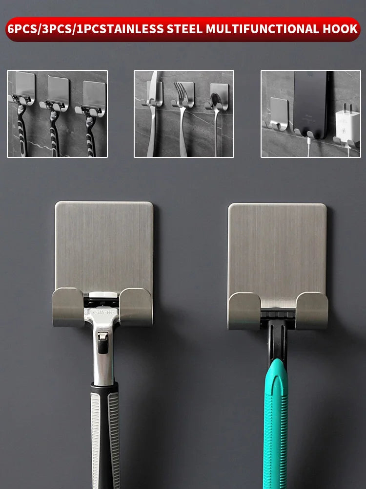 2CPS Stainless Steel Shaver Rack - Bathroom Shaver Hook - Hanging Rack Storage Bracket - Old-Fashioned Manual Shaver Holder