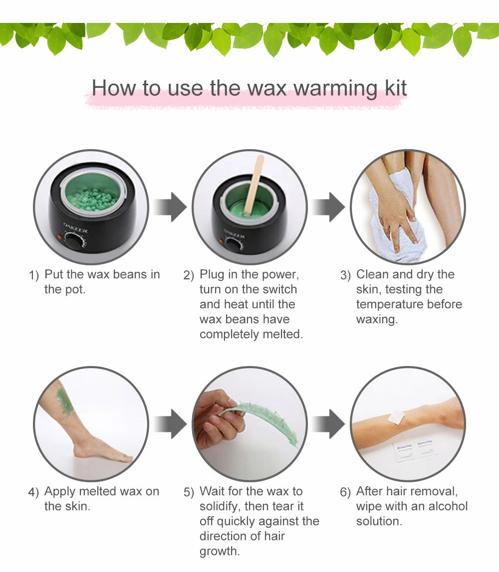 [Us Plug] 200ml Wax Melting Machine, Wax Heating Pot, Wax Hair Removal Machine, Wax Bean Machine, With 200g Wax Beans