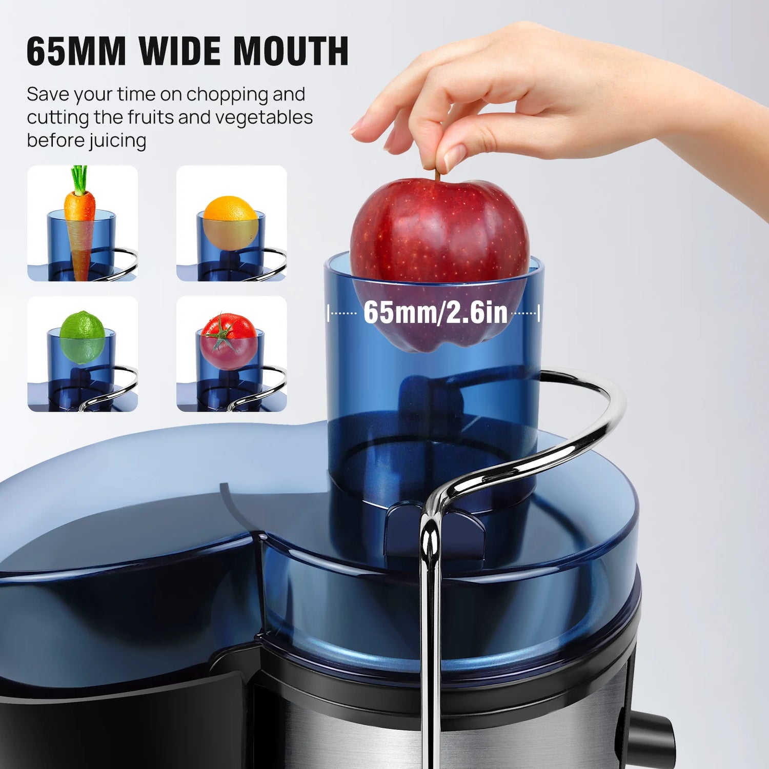 BRIEFNESS 400W Juicer ,2 Speed Electric Juicer Machines ,500ml Capacity, 65mm Wide Mouth Feed Chute for Fruit and Vegetables