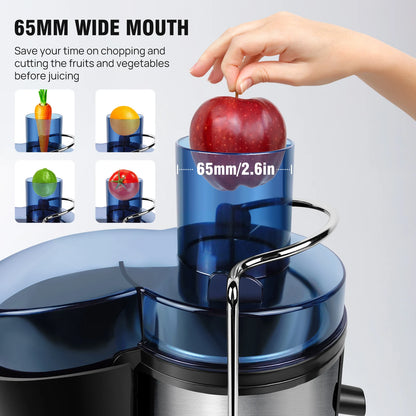 BRIEFNESS 400W Juicer ,2 Speed Electric Juicer Machines ,500ml Capacity, 65mm Wide Mouth Feed Chute for Fruit and Vegetables