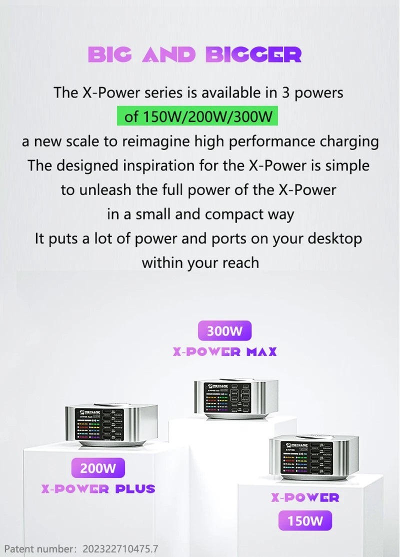MECHANIC X-Power Max USB Smart Charger 300W 10-Port LED Display Quick Charge QC 3.0 Wireless Charge For Phone Charging Station