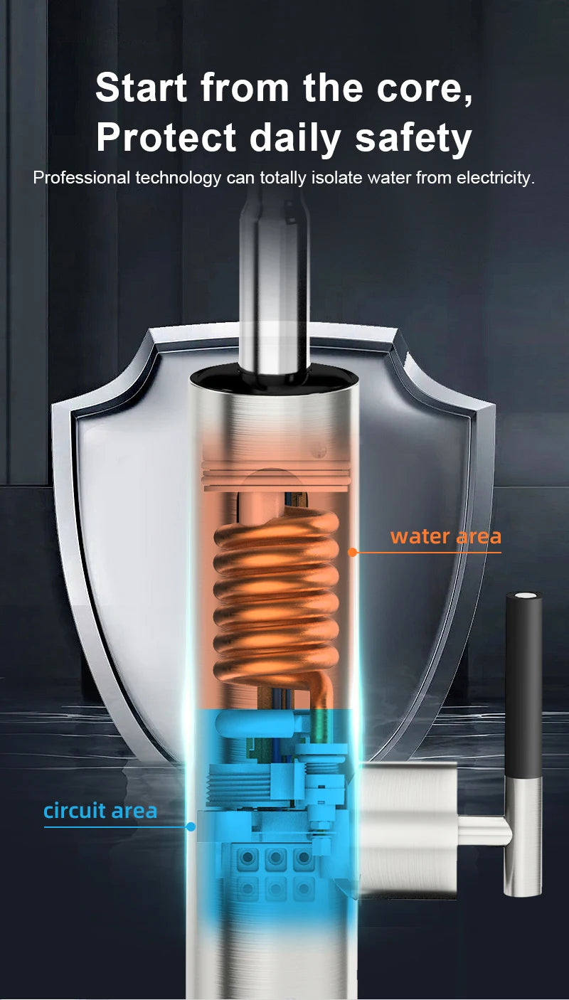 Briwellna Electric Water Heater Flowing Universal Spout Kitchen Faucet 2 in 1 Stainless Steel Electric Faucet 220V Heating Tap