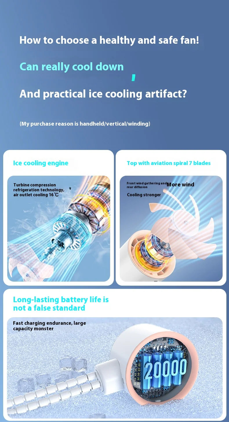 2025new fan ICE super cooling conductor desktop bedside variable frequency shaking head digital display octopus shaking head fan