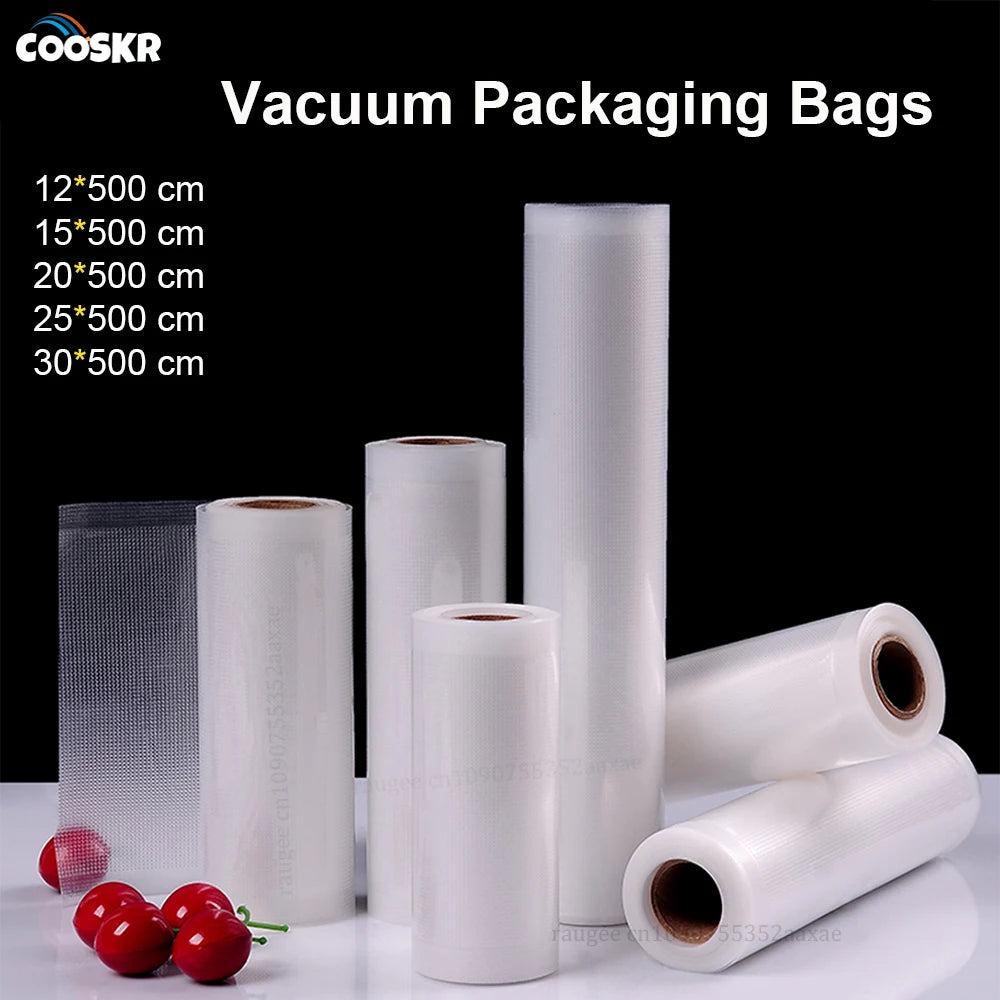 Food Vacuum Storage Packaging Bags for Vacuum Sealer Meat Fruit Vegetable Vacuum Sealer Bags Rolls 12/15/20/25/30cm 500cm/roll