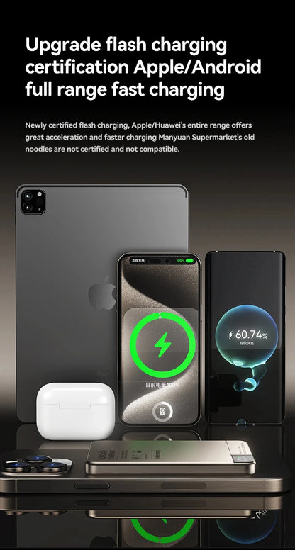 Travel Portable 10000mAh Wireless Magnetic PowerBank Fast Charging Ultra Capacity Digital External Battery PowerBank For Magsafe