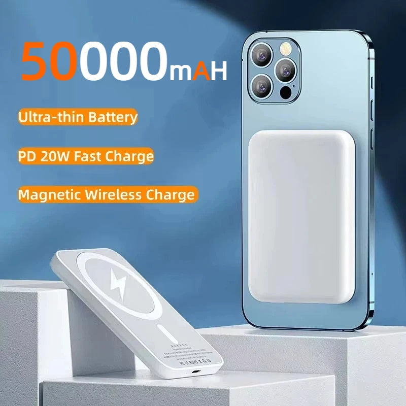 50000mAh Magnetic Power Bank Wireless PD22.5W Fast Charger For Magsafe Portable Wireless Charger For iPhone Xiaomi Spare Battery