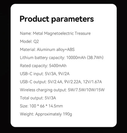 Travel Portable 10000mAh Wireless Magnetic PowerBank Fast Charging Ultra Capacity Digital External Battery PowerBank For Magsafe