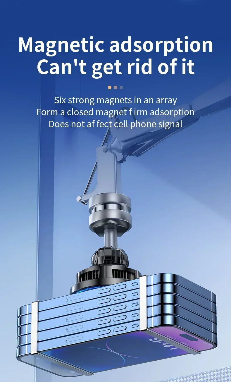 Car Phone Holder Stand Fast Charging Station Magnetic Ice Cooling Car Wireless Charger Dock for iPhone 17 16 15 14 13 Pro Max