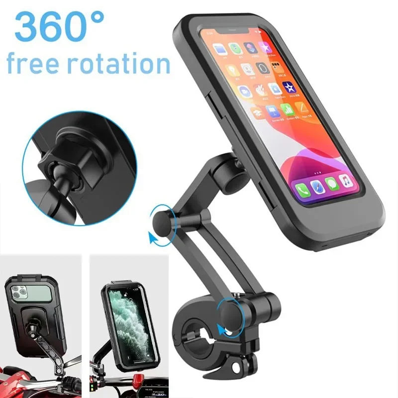 2024 New Motorcycle Phone Stand Waterproof Universal Bicycle Rotation 360 ° Adjustable Motorcycle Phone Stand