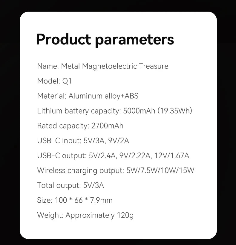 Travel Portable 10000mAh Wireless Magnetic PowerBank Fast Charging Ultra Capacity Digital External Battery PowerBank For Magsafe