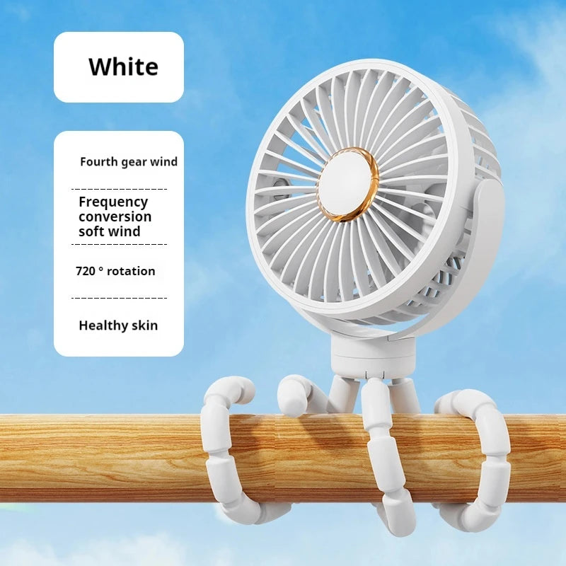 2025new fan ICE super cooling conductor desktop bedside variable frequency shaking head digital display octopus shaking head fan