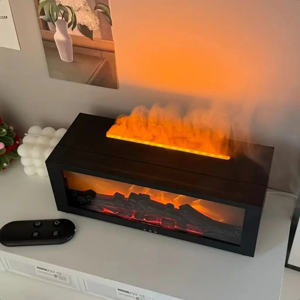 Air Humidifier &amp; Aroma Diffuser with Essential Oil, Aromatherapy Machine for Home, Room Fragrance Humidifier with Flame Night Li