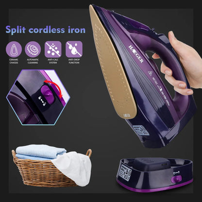 Steam Iron for Clothes,220V 2400W Handheld Electric Iron ,Wireless, Adjustable Temperature,Titanium Infused Ceramic Soleplate