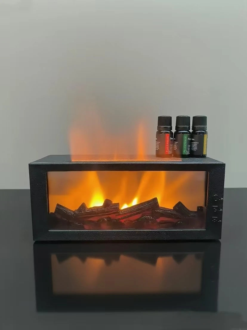 Air Humidifier &amp; Aroma Diffuser with Essential Oil, Aromatherapy Machine for Home, Room Fragrance Humidifier with Flame Night Li