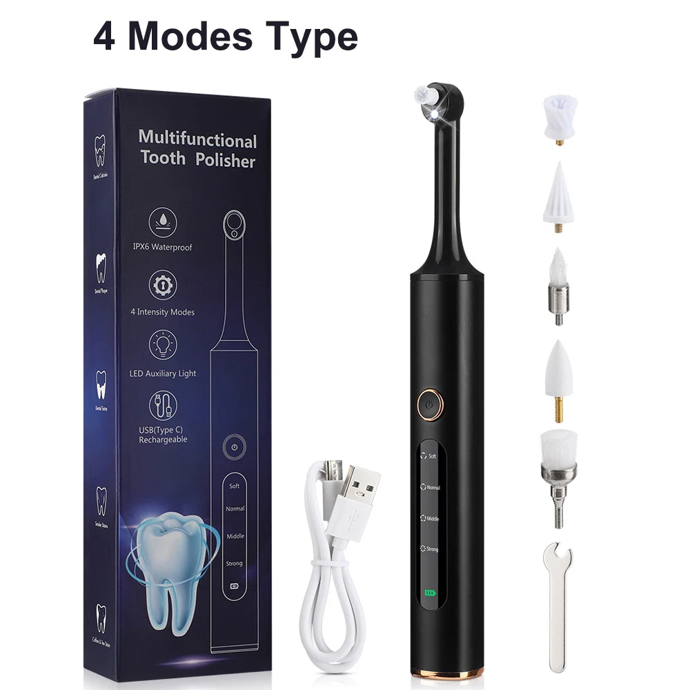 Rotatable Electric Tooth Polisher Teeth Whitening Strips Set Plaque Tartar Remover Dental Stone Cleaner Teeth Cleaning Polishing