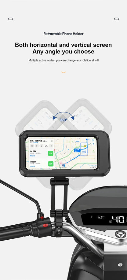 2024 New Motorcycle Phone Stand Waterproof Universal Bicycle Rotation 360 ° Adjustable Motorcycle Phone Stand