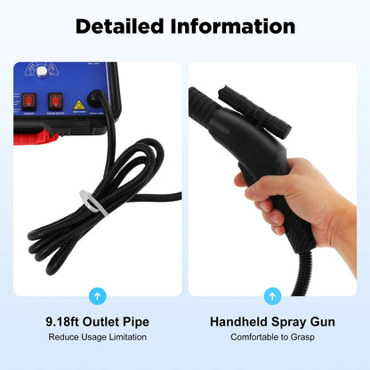 3000W Steam Cleaner 3-3.5Bar Pressure 6-Gear Adjustable IPX4 Waterproof with Brushes for Home Kitchen Cleaning