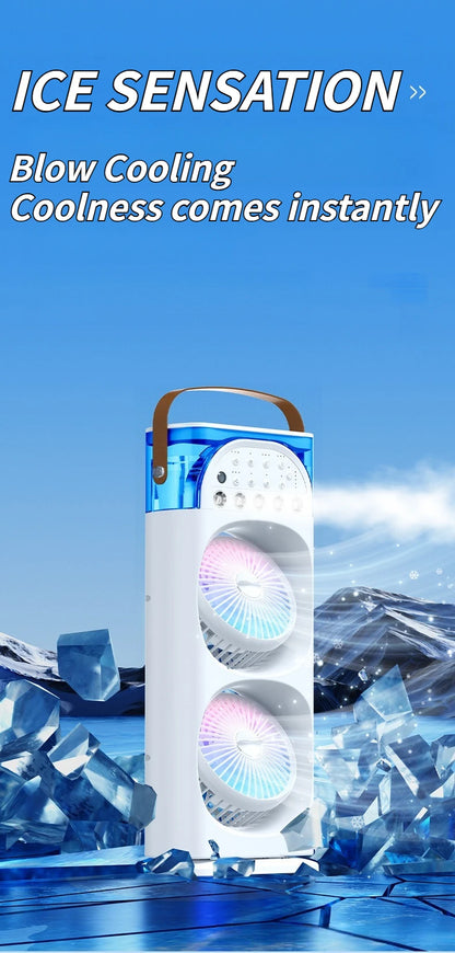 2025 5-Port Mist Fan - Desk Fan with Oscillation, Cooling, Aromatherapy, Colorful LED Lights, and Timer