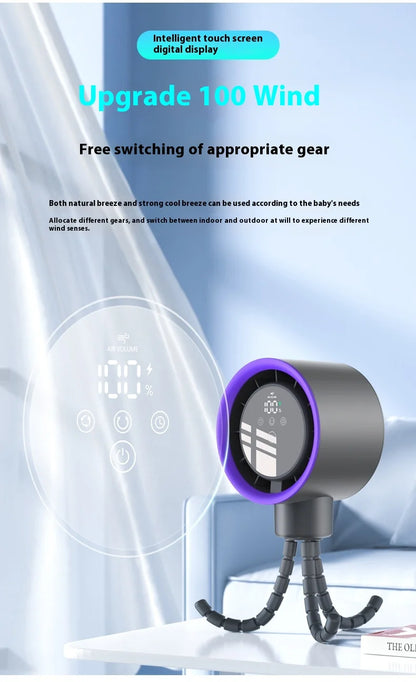 2025new fan ICE super cooling conductor desktop bedside variable frequency shaking head digital display octopus shaking head fan