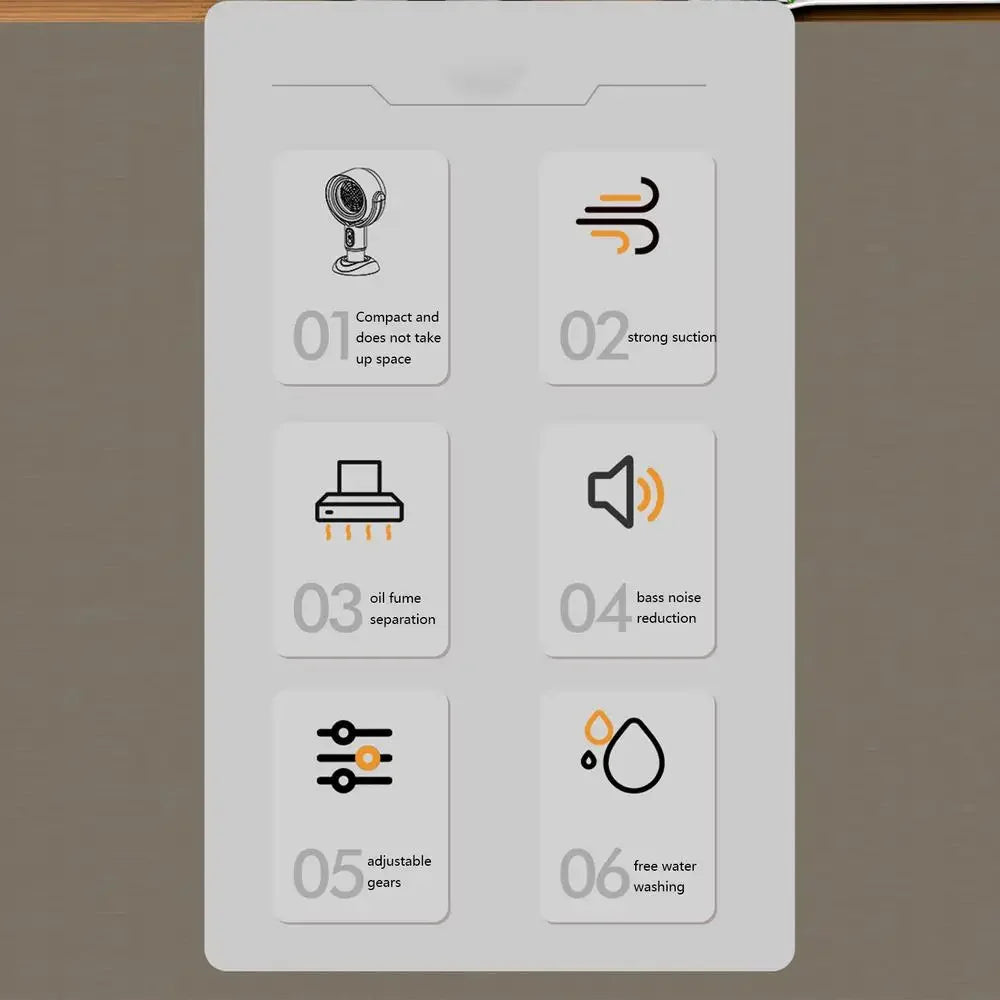 Portable Range Hood for Cooking Table Range Hood Vent Kitchen Hoods 2 Speed Exhaust Fan Retractable Negative Ion Air Purifier