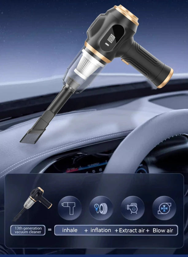 Powerful 2-in-1 Air Duster &amp; Vacuum, Handheld Cordless Cleaner with Digital Display for Electronics Car Home Office