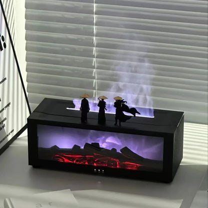 Air Humidifier &amp; Aroma Diffuser with Essential Oil, Aromatherapy Machine for Home, Room Fragrance Humidifier with Flame Night Li