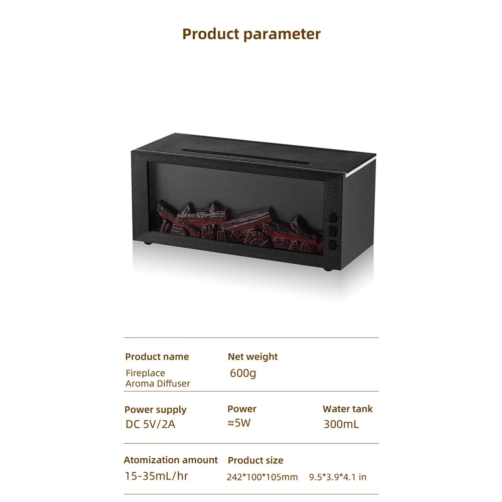 Air Humidifier &amp; Aroma Diffuser with Essential Oil, Aromatherapy Machine for Home, Room Fragrance Humidifier with Flame Night Li