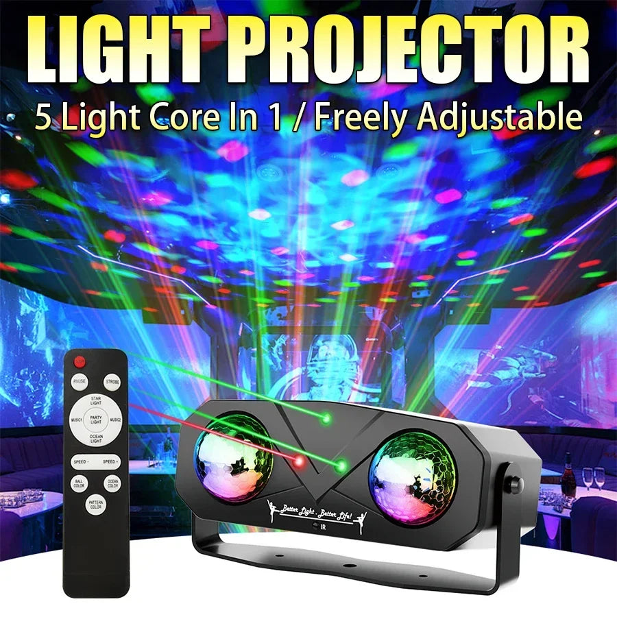 Party Light Disco Ball Light Dj Light Disco Light Ocean Light Star Light Projector Dance Light Sound Activated with Remote Contr