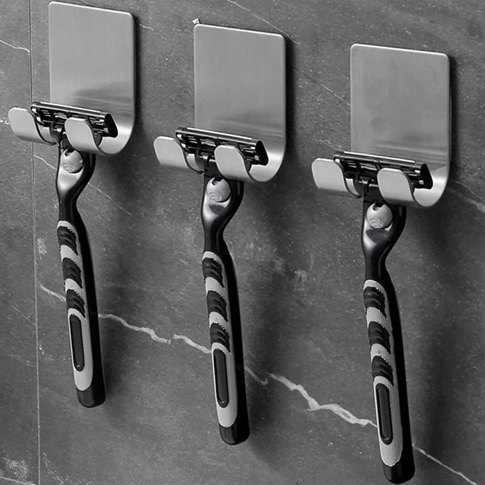 2CPS Stainless Steel Shaver Rack - Bathroom Shaver Hook - Hanging Rack Storage Bracket - Old-Fashioned Manual Shaver Holder