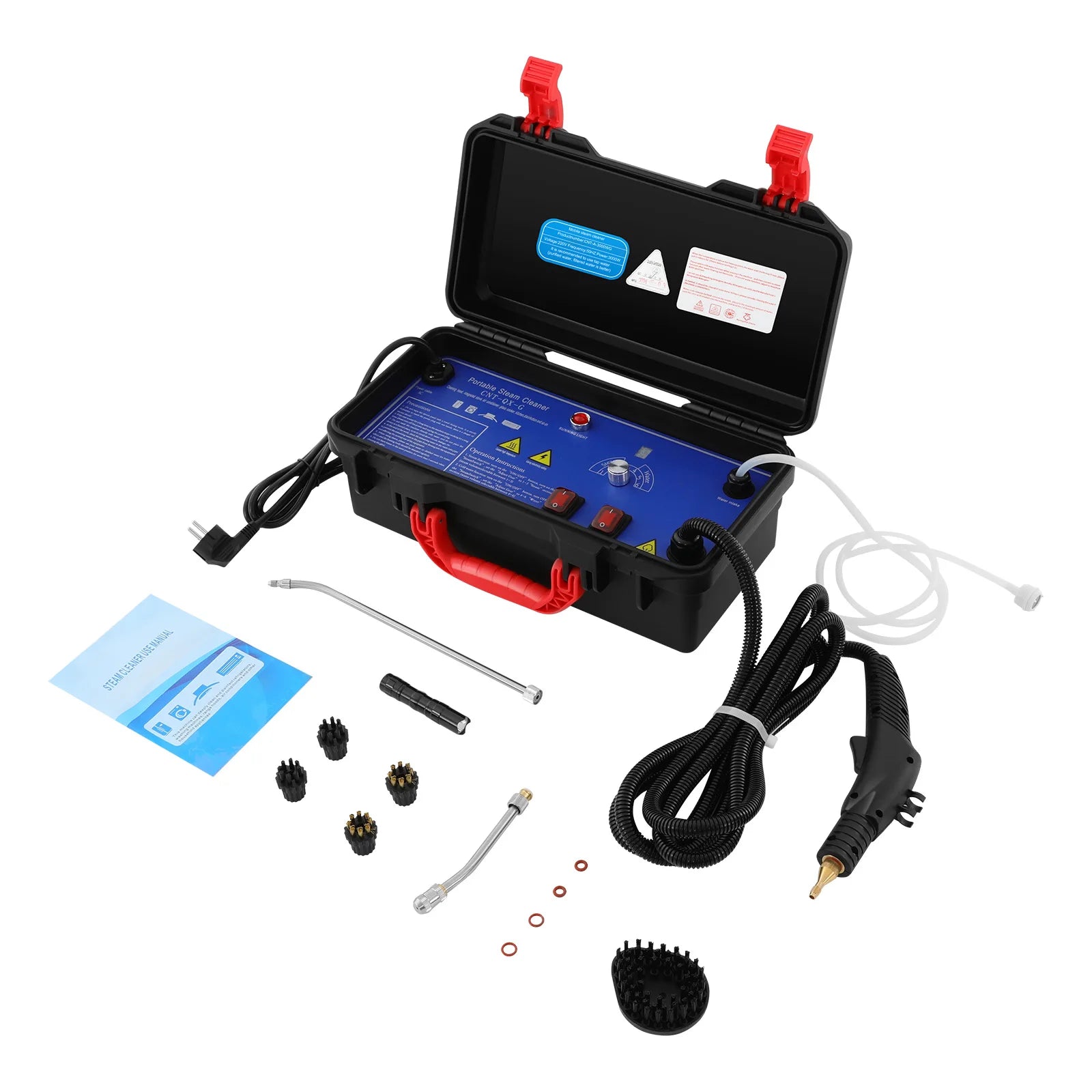 3000W Steam Cleaner 3-3.5Bar Pressure 6-Gear Adjustable IPX4 Waterproof with Brushes for Home Kitchen Cleaning