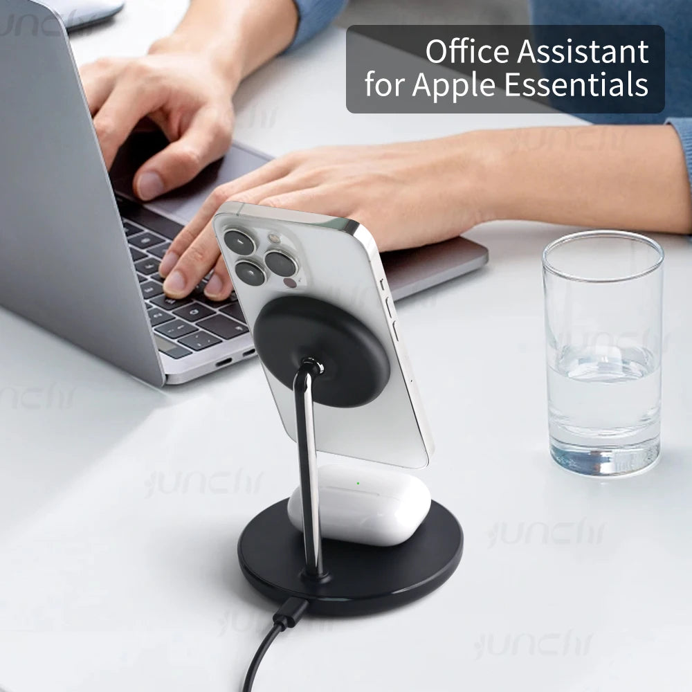 Magnetic Wireless Charger Stand 15W 2 in 1 Phone Charging Station Dock For iPhone 15 14 13 12 Pro Max AirPods Pro Fast Chargers