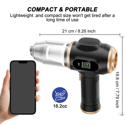 Powerful 2-in-1 Air Duster &amp; Vacuum, Handheld Cordless Cleaner with Digital Display for Electronics Car Home Office