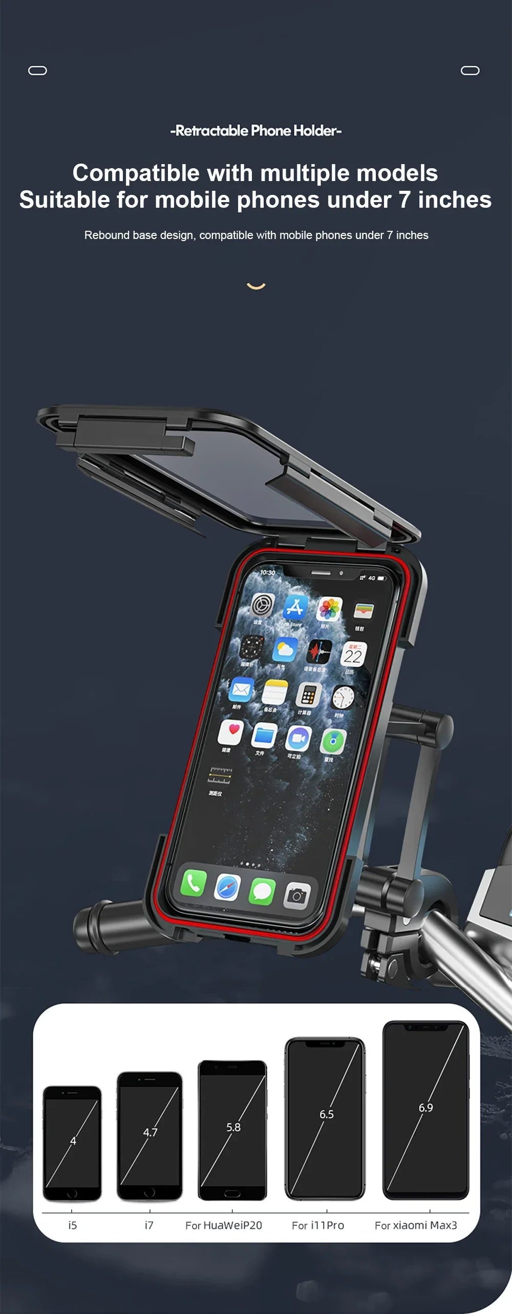 2024 New Motorcycle Phone Stand Waterproof Universal Bicycle Rotation 360 ° Adjustable Motorcycle Phone Stand