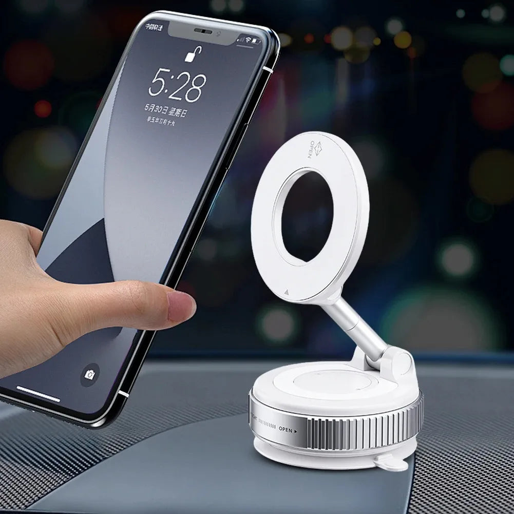 360° foldable vacuum magnetic phone stand, magnetic car phone stand, hands-free suction cup phone stand, smooth surface