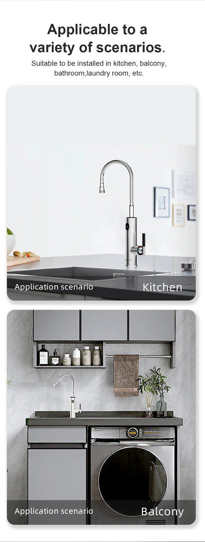 Briwellna Electric Water Heater Flowing Universal Spout Kitchen Faucet 2 in 1 Stainless Steel Electric Faucet 220V Heating Tap