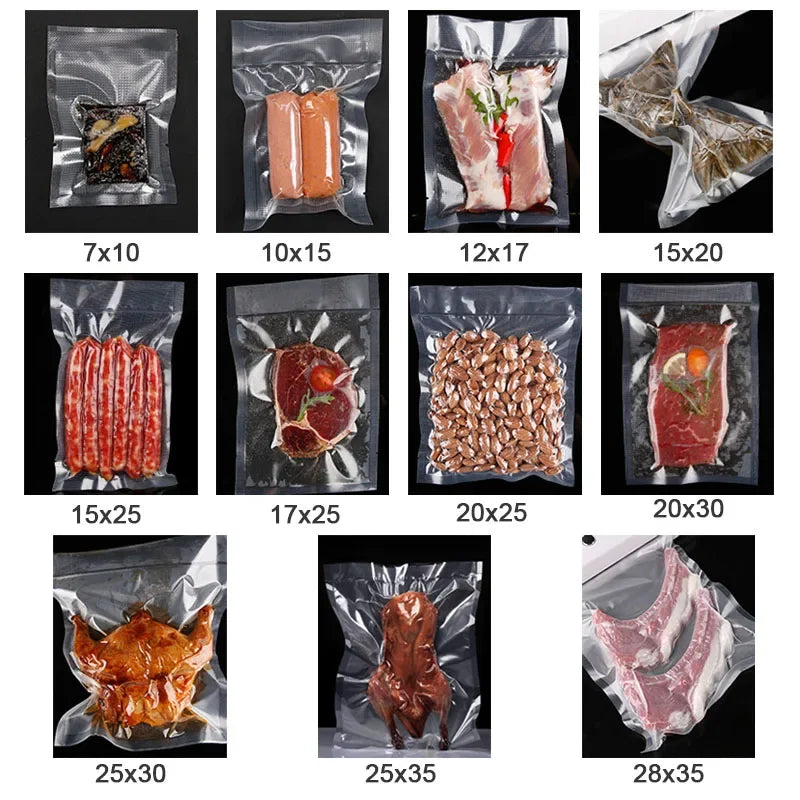 Food Vacuum Sealer Bags 100pcs for Kitchen Sous Vide Food Saver Storage Bag BPA-Free Vacuum Package Bags Kitchen Tool