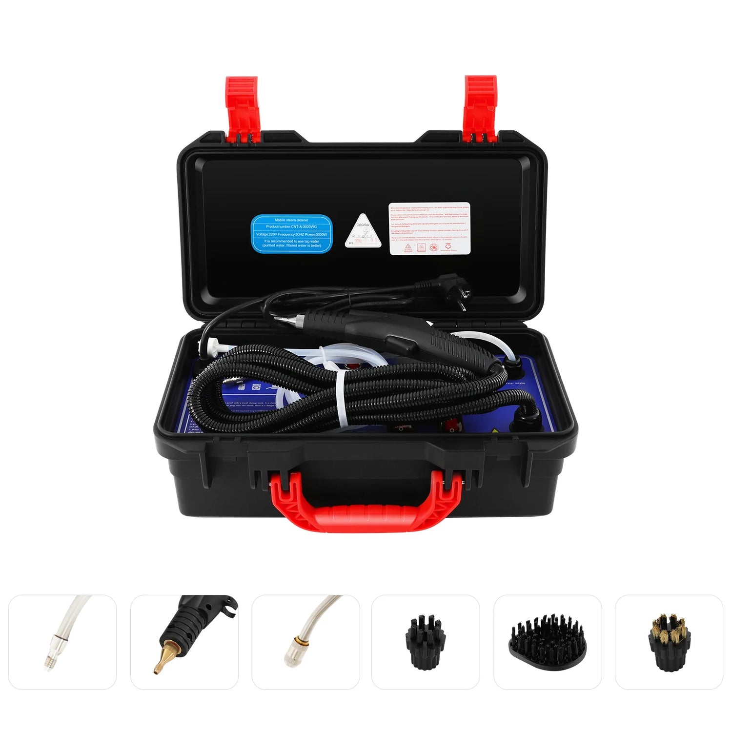 3000W Steam Cleaner 3-3.5Bar Pressure 6-Gear Adjustable IPX4 Waterproof with Brushes for Home Kitchen Cleaning